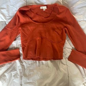 Cute Orange Long sleeve crop top